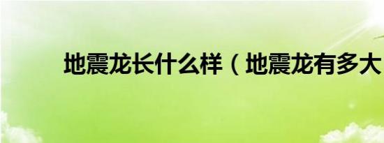 地震龙长什么样（地震龙有多大）