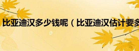 比亚迪汉多少钱呢（比亚迪汉估计要多少钱）
