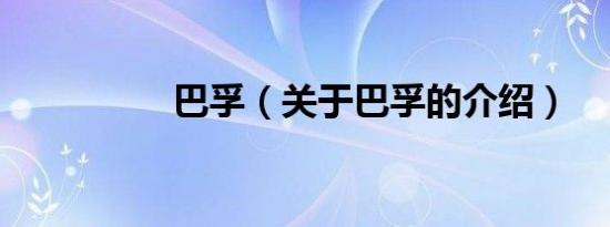 巴孚（关于巴孚的介绍）