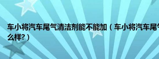 车小将汽车尾气清洁剂能不能加（车小将汽车尾气清洁剂怎么样?）