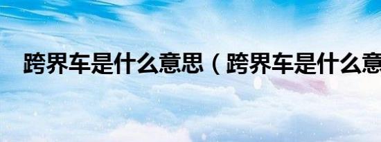 跨界车是什么意思（跨界车是什么意思?）