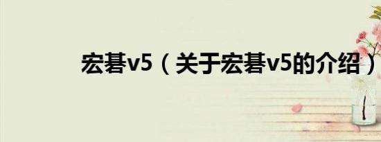 宏碁v5（关于宏碁v5的介绍）