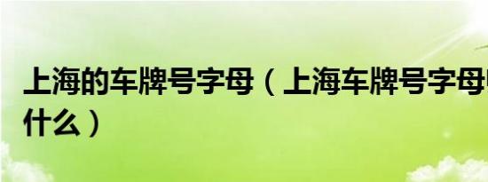 上海的车牌号字母（上海车牌号字母归属地是什么）