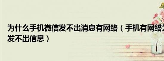 为什么手机微信发不出消息有网络（手机有网络为什么微信发不出信息）