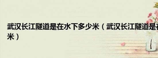 武汉长江隧道是在水下多少米（武汉长江隧道是在水下多少米）