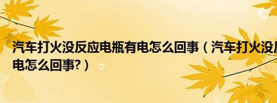汽车打火没反应电瓶有电怎么回事（汽车打火没反应电瓶有电怎么回事?）