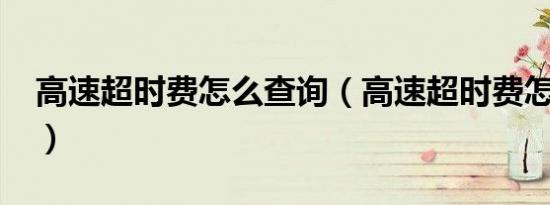 高速超时费怎么查询（高速超时费怎么计算?）