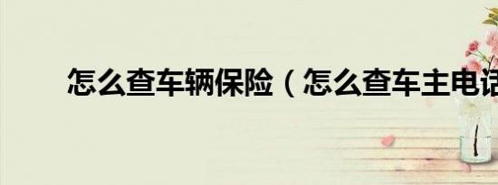 怎么查车辆保险（怎么查车主电话）