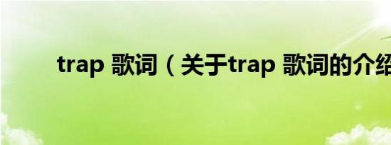 trap 歌词（关于trap 歌词的介绍）