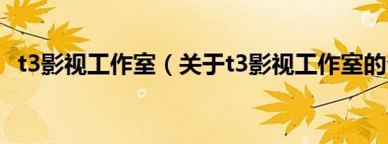 t3影视工作室（关于t3影视工作室的介绍）
