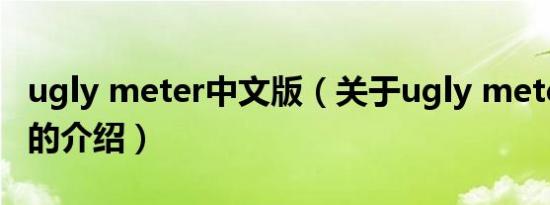 ugly meter中文版（关于ugly meter中文版的介绍）