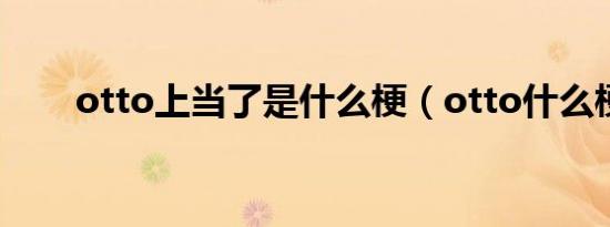 otto上当了是什么梗（otto什么梗）