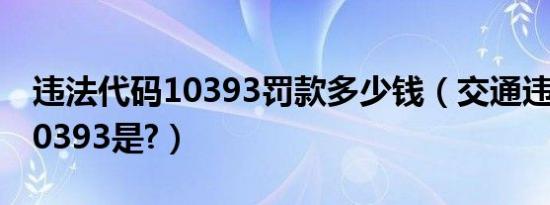 违法代码10393罚款多少钱（交通违法代码10393是?）