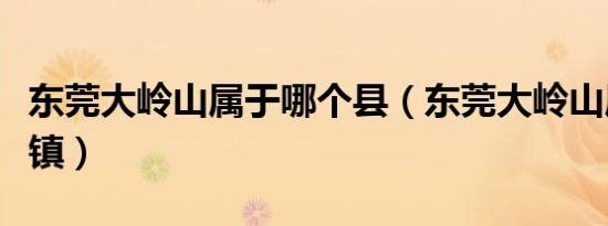 东莞大岭山属于哪个县（东莞大岭山属于哪个镇）