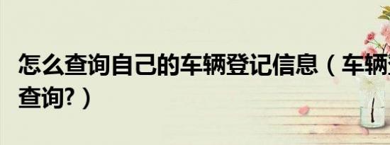 怎么查询自己的车辆登记信息（车辆登记如何查询?）