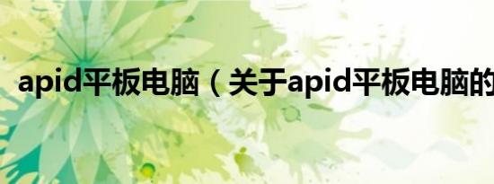 apid平板电脑（关于apid平板电脑的介绍）