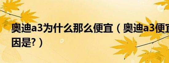 奥迪a3为什么那么便宜（奥迪a3便宜真实原因是?）