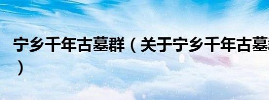 宁乡千年古墓群（关于宁乡千年古墓群的介绍）