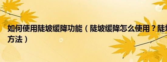 如何使用陡坡缓降功能（陡坡缓降怎么使用？陡坡缓降使用方法）