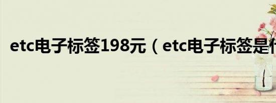 etc电子标签198元（etc电子标签是什么?）
