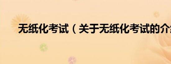 无纸化考试（关于无纸化考试的介绍）