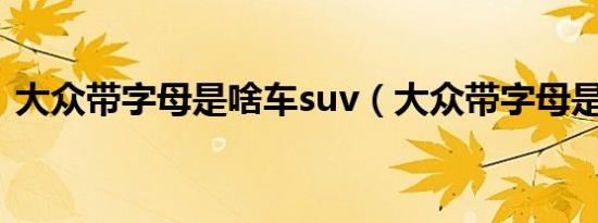 大众带字母是啥车suv（大众带字母是啥车）