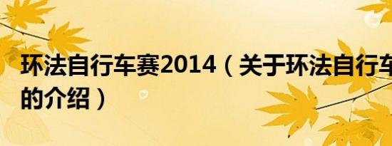 环法自行车赛2014（关于环法自行车赛2014的介绍）