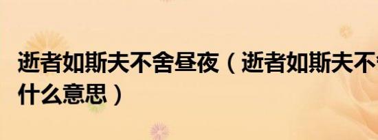 逝者如斯夫不舍昼夜（逝者如斯夫不舍昼夜是什么意思）