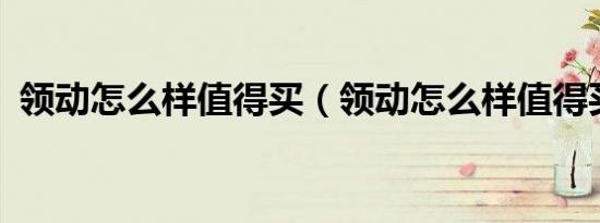 领动怎么样值得买（领动怎么样值得买吗?）