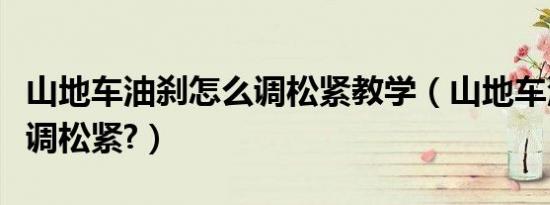 山地车油刹怎么调松紧教学（山地车油刹怎么调松紧?）