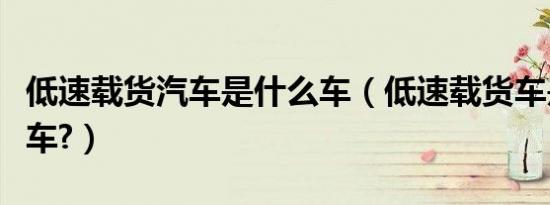 低速载货汽车是什么车（低速载货车是什么汽车?）