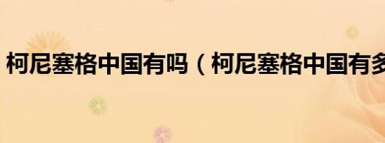 柯尼塞格中国有吗（柯尼塞格中国有多少台）
