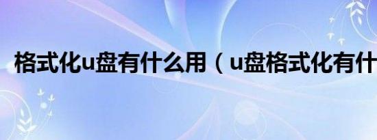 格式化u盘有什么用（u盘格式化有什么用）