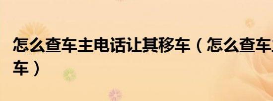 怎么查车主电话让其移车（怎么查车主电话挪车）