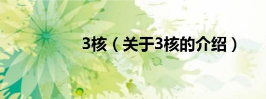 3核（关于3核的介绍）