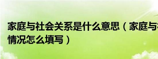 家庭与社会关系是什么意思（家庭与社会关系情况怎么填写）