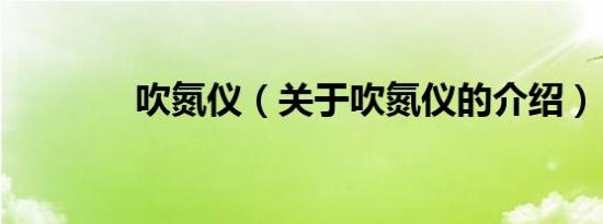 吹氮仪（关于吹氮仪的介绍）
