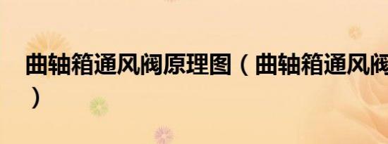 曲轴箱通风阀原理图（曲轴箱通风阀在哪里?）