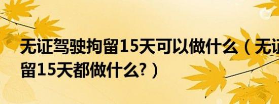 无证驾驶拘留15天可以做什么（无证驾驶拘留15天都做什么?）