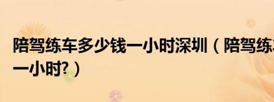 陪驾练车多少钱一小时深圳（陪驾练车多少钱一小时?）