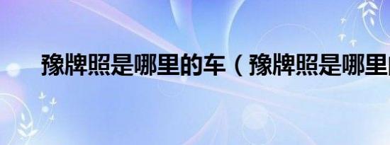豫牌照是哪里的车（豫牌照是哪里的）