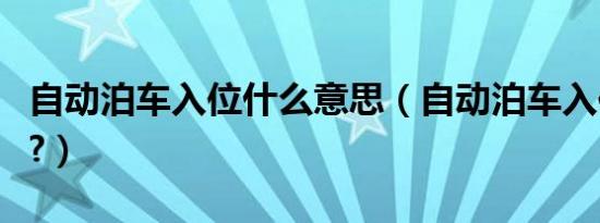 自动泊车入位什么意思（自动泊车入位实用吗?）
