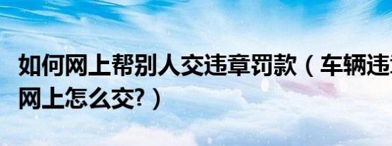 如何网上帮别人交违章罚款（车辆违章交罚款网上怎么交?）