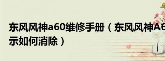 东风风神a60维修手册（东风风神A60保养提示如何消除）