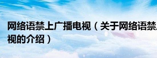 网络语禁上广播电视（关于网络语禁上广播电视的介绍）