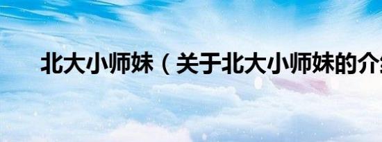 北大小师妹（关于北大小师妹的介绍）