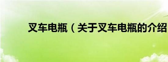 叉车电瓶（关于叉车电瓶的介绍）