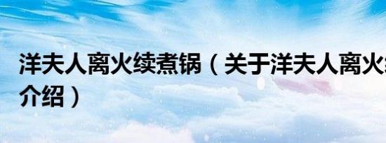洋夫人离火续煮锅（关于洋夫人离火续煮锅的介绍）