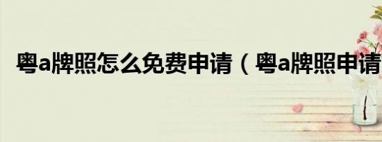 粤a牌照怎么免费申请（粤a牌照申请条件）