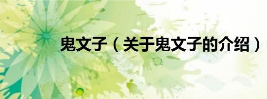 鬼文子（关于鬼文子的介绍）